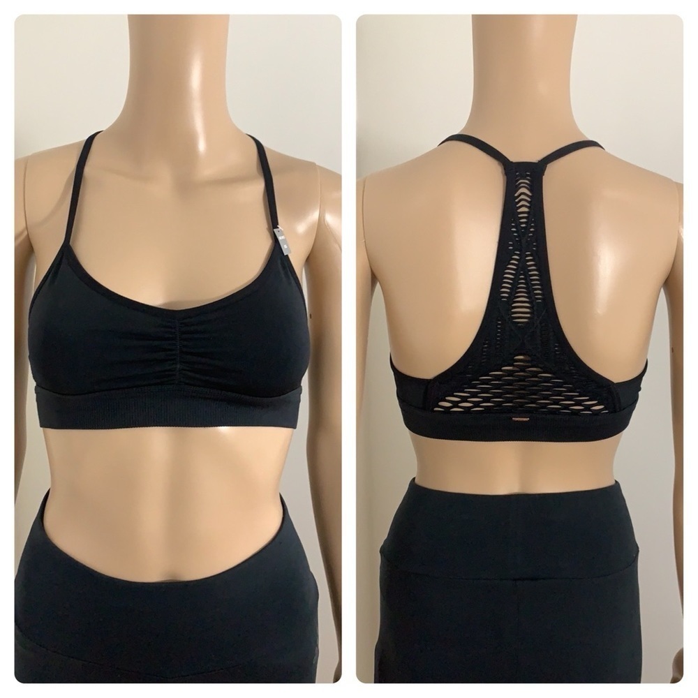 New Victoria's Secret Pink Caged Racerback Black Bra Size XS